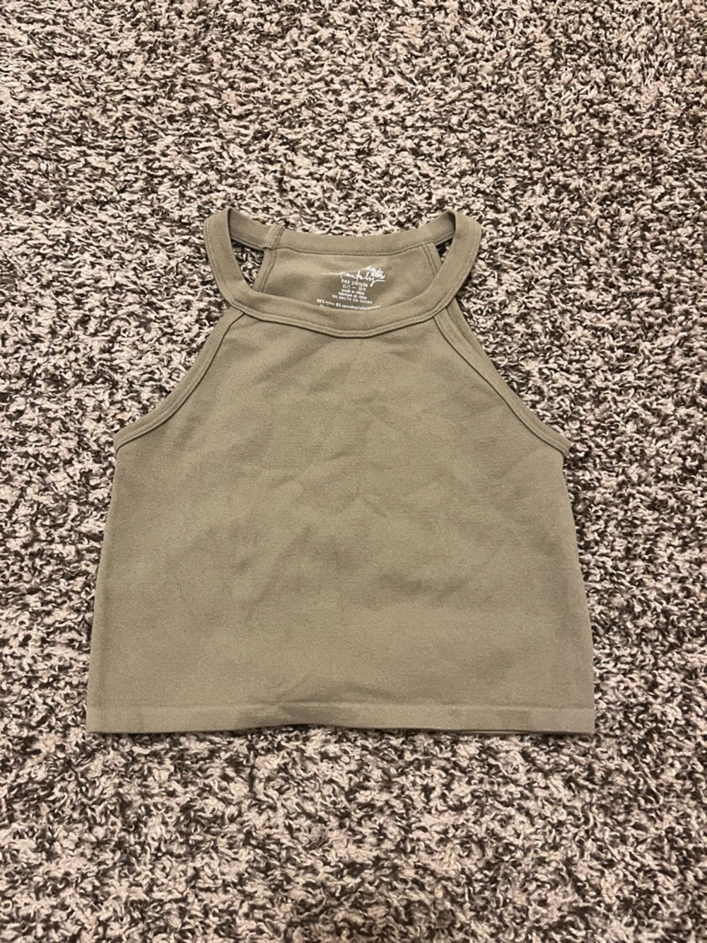 Free People Intimately Bella Seamless Crop Tank in Olive Green